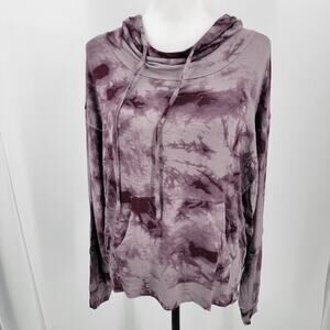 Skylar and Jade Hoodie Womens Large Purple Burgundy Tie Dye Lightweight Pocket